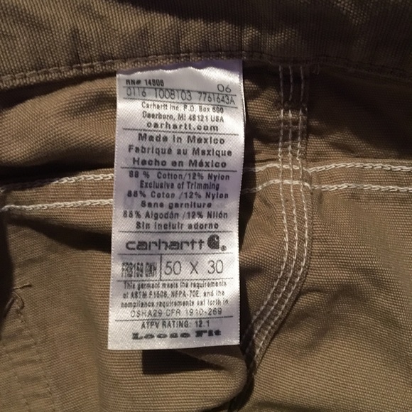 New Carhartt FR 50X30 Khaki Jean Pants. Big & Tall - Picture 5 of 5